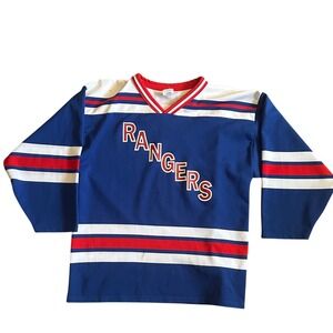 Vintage AK Rangers‎ Hockey Jersey Peterson #4 Blue Red White Mens XL